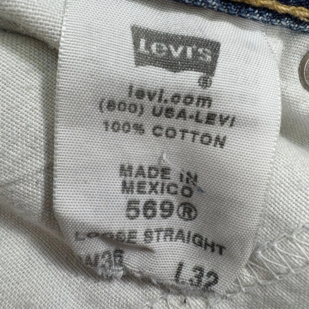 Levis 569 Loose Straight Jeans 38x30 Light Wash Distressed Y2K Rare Blank R Tab